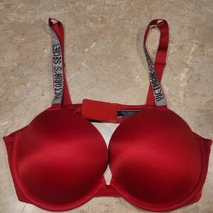 Victoria's Secret Scarlet Red Bra with Black Accents